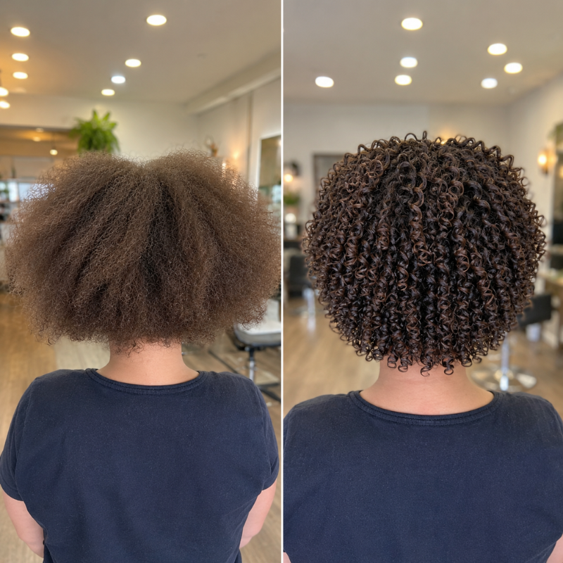 Résultat de permanente afro — avant/après